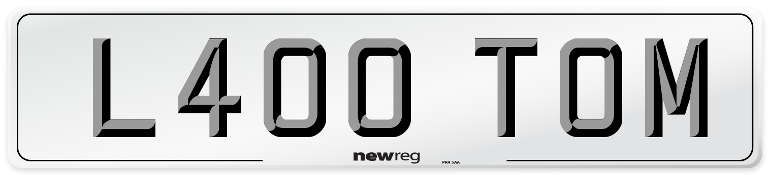 L400 TOM Number Plate from New Reg